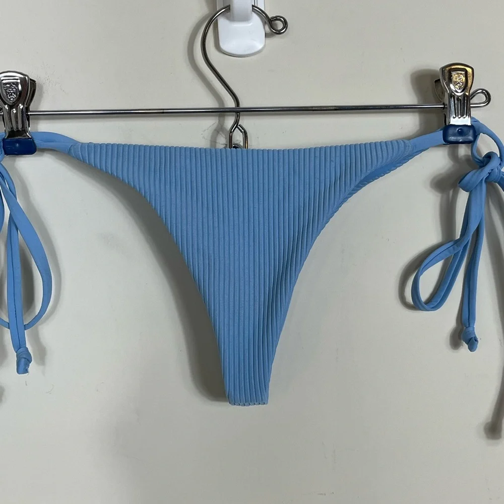 Frankie’s Bikinis Sky Ribbed Bikini Bottom Sz S